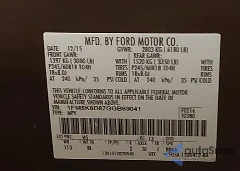 2016 Ford Explorer Xlt from USA, damaged, VIN 1FM5K8D87GGB69041